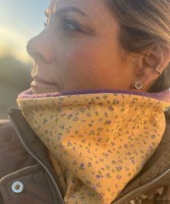 Yellow and Tiny Purple Fleece Lined Neckwarmer