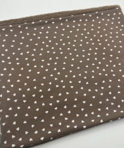 Alternative view of Taupe and White Tiny Hearts Fleece Lined Neckwarmer