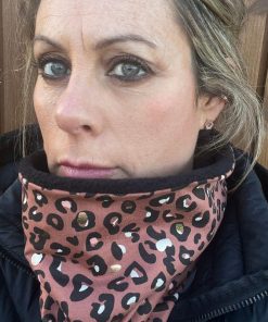 Brown and Gold Leopard Print Fleece Lined Neckwarmer