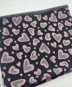 Alternative view of Glitter Grey and Pink Hearts Fleece Lined Neckwarmer