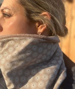 Beige and White Windmills Fleece Lined Neckwarmer