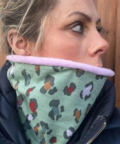 Sage Green and Lilac Animal Print Neckwarmer