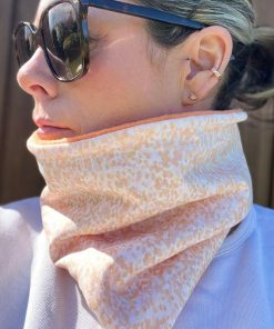 White Peach and Orange Fleece Lined Neckwarmer