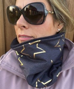 Navy and Gold Star Fleece Lined Neckwarmer