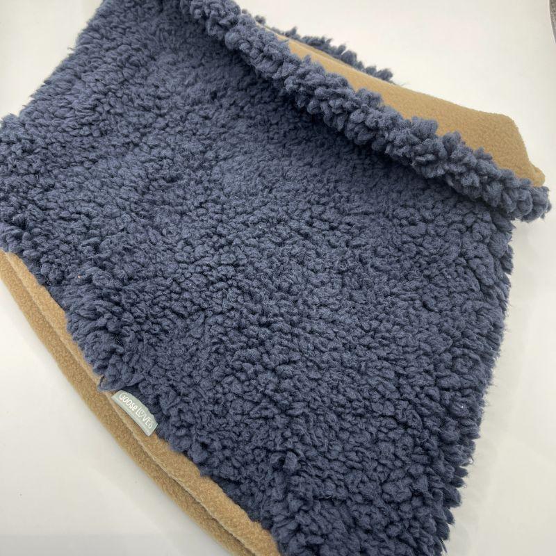 Dark Grey Teddy and Coffee Fleece Reversible Neckwarmer - Image 2