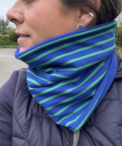 Blue and Green Stripe Fleece Lined Neckwarmer