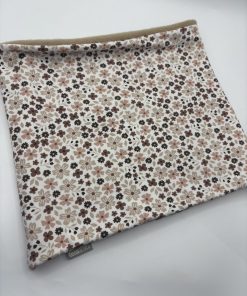 Alternative view of Beige and Chocolate Tiny Flowers Fleece Lined Neckwarmer