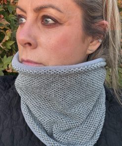 Grey Metallic Honeycomb Knit Fleece Lined Neckwarmer