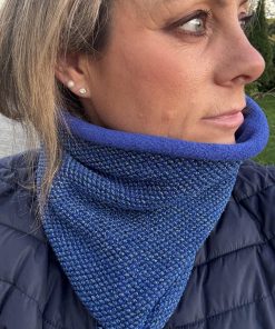 Royal Blue Metallic Honeycomb Knit Fleece Lined Neckwarmer
