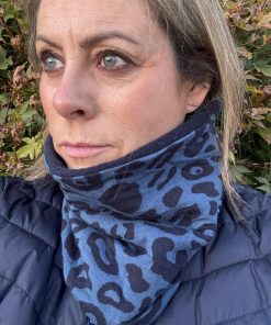 Navy and Blue Animal Print Fleece Lined Neckwarmer