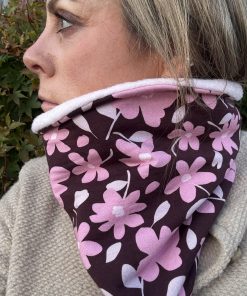 Mulberry and Pink Flowers Fleece Lined Neckwarmer