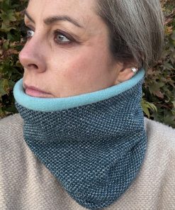 Sea Green Metallic Honeycomb Knit Fleece Lined Neckwarmer