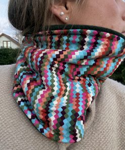 Coloured ZigZag Forest Green Fleece Lined Neckwarmer