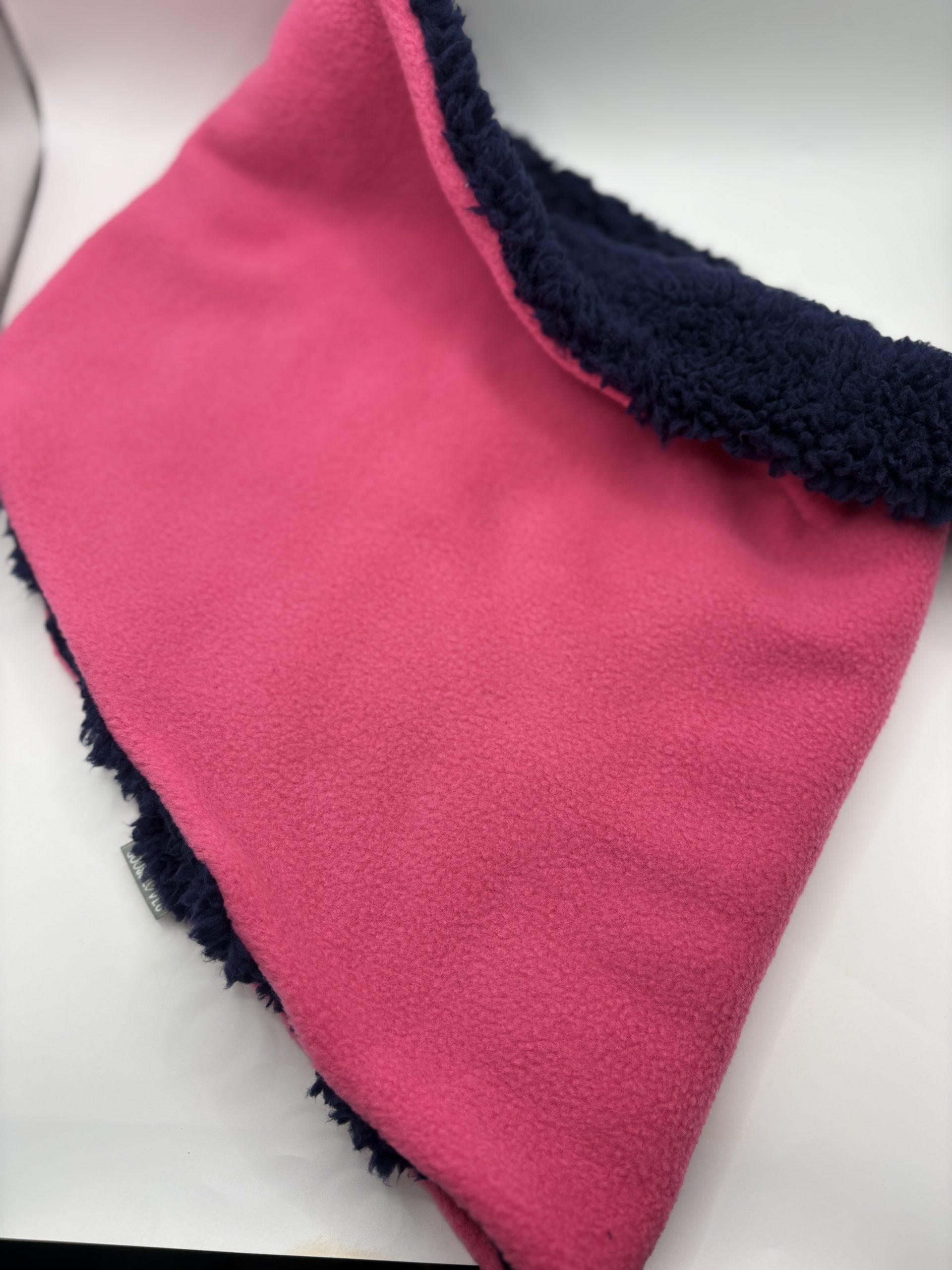Navy Teddy and Hot Pink Fleece Reversible Neckwarmer - Image 2