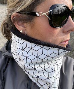 Cream and Black Geometric Fleece Lined Neckwarmer
