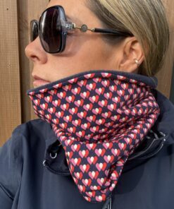 Navy and Red Tiny Hearts Fleece Lined Neckwarmer
