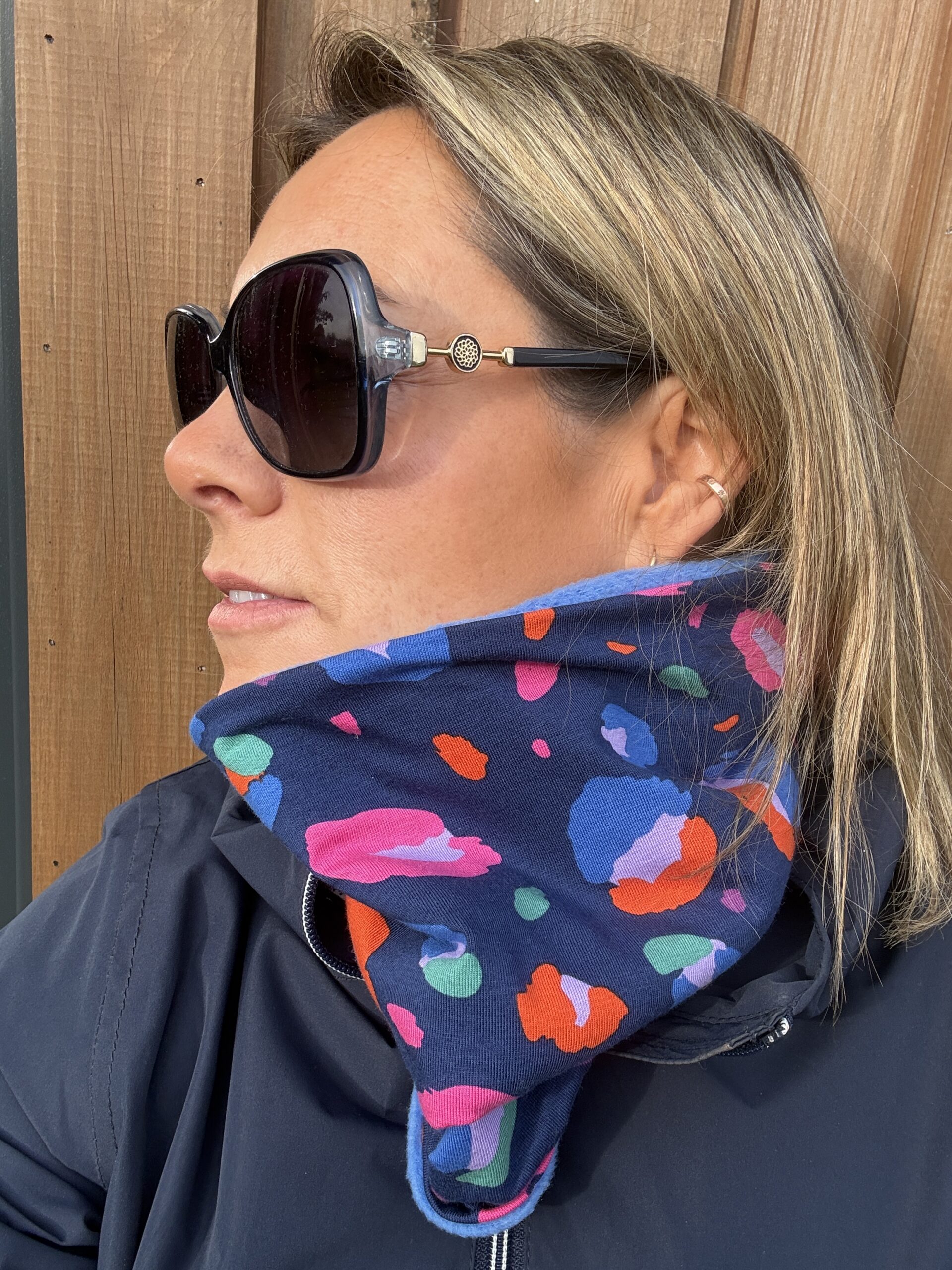 Navy and Coloured Rocks Fleece Lined Neckwarmer