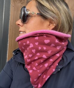 Wine with Pink Hearts Fleece Lined Neckwarmer