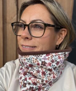 Brown and Green Flowers Fleece Lined Neckwarmer
