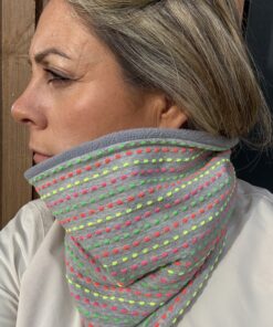 Grey with Neon Lines Fleece Lined Neckwarmer