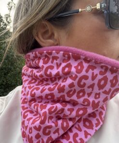 Pink and Red Animal Print Fleece Lined Neckwarmer