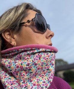 Pink and Green Flowers Fleece Lined Neckwarmer