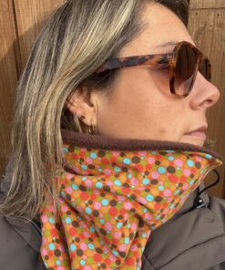 Brown Ochre and Turquoise Fleece Lined Neckwarmer