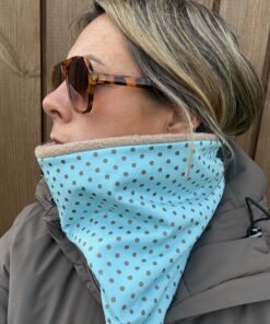 Turquoise and Gold Polka Dot Fleece Lined Neckwarmer