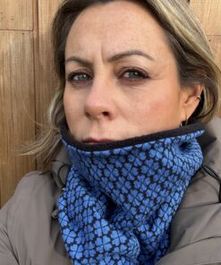 Black with Blue Flower Fleece Lined Neckwarmer