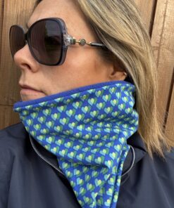 Blue and Green Tiny Hearts Fleece Lined Neckwarmer