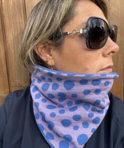 Lilac and Blue Spots Fleece Lined Neckwarmer