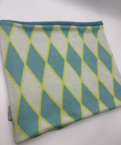 Turquoise and Yellow Argyle Fleece Lined Neckwarmer - Image 2