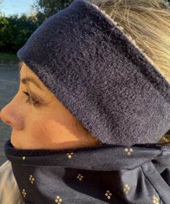 Beige Teddy and Navy Fleece Reversible Headband - Image 3