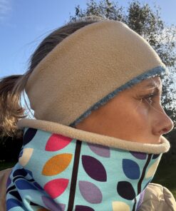 Blue Teddy and Beige Fleece Reversible Headband - Image 4