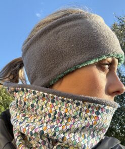 Green Teddy and Grey Fleece Reversible Headband - Image 4