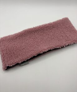 Dusty Pink Teddy and Black Fleece Reversible Headband - Image 3