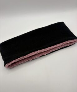 Alternative view of Dusty Pink Teddy and Black Fleece Reversible Headband